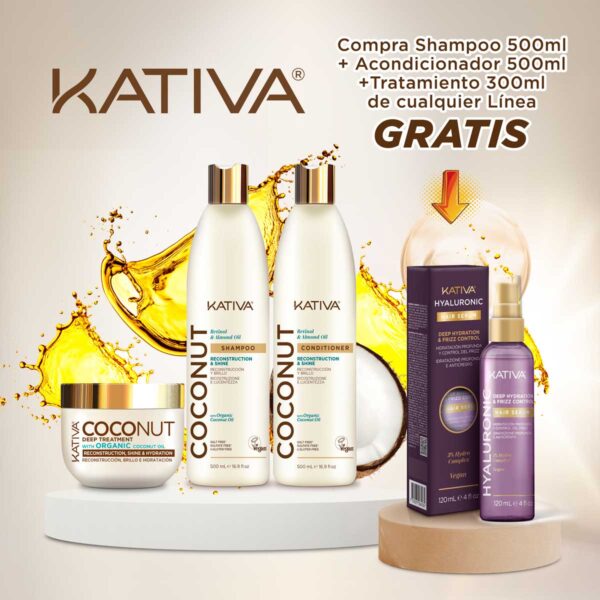Shampoo+ Aco x 355ml+ Tratamiento x300ml Gratis Serum Hialuronic Q10