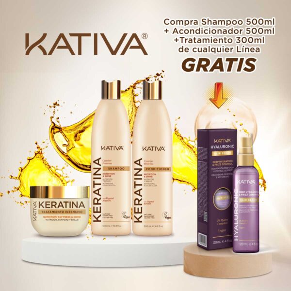 Shampoo+ Aco x 355ml+ Tratamiento x300ml Gratis Serum Hialuronic Q10 - Imagen 2